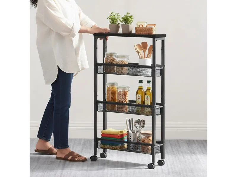 relaxdays Nischenwagen 77 x 13 x 45.5 cm Schwarz relaxdays Nischenwagen 77 x 13 x 45.5 cm Schwarz