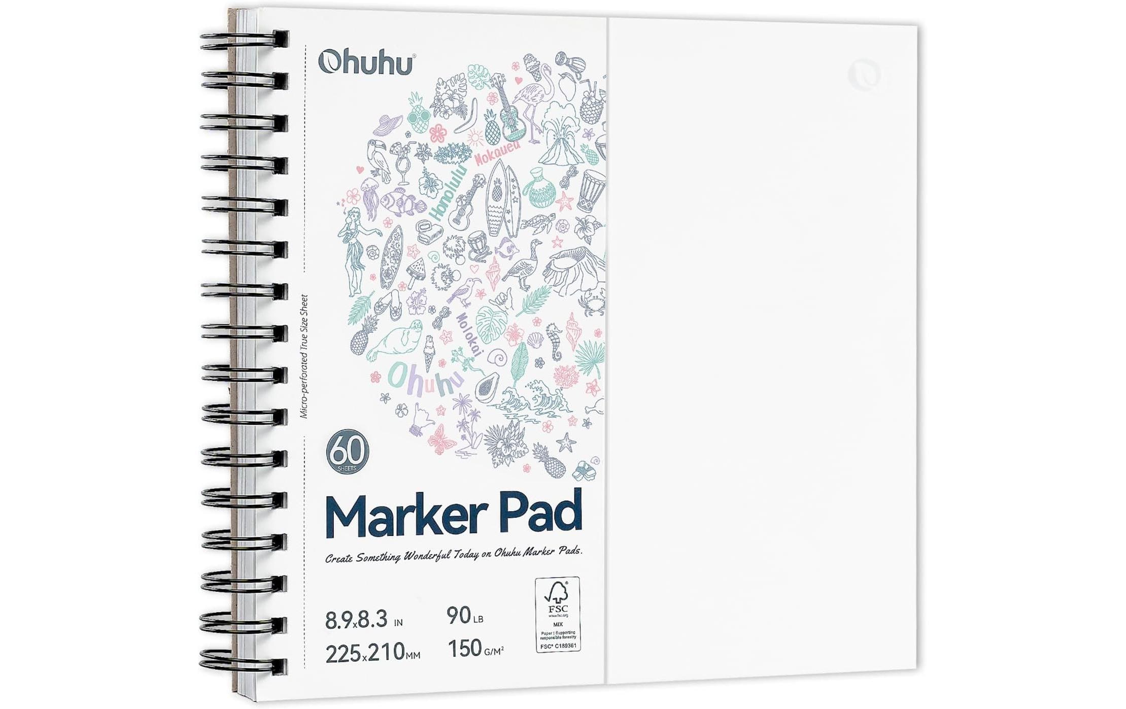Ohuhu Zeichenblock auslaufsicher - 150 g/m², 60 Blatt 22.5 x 21 cm