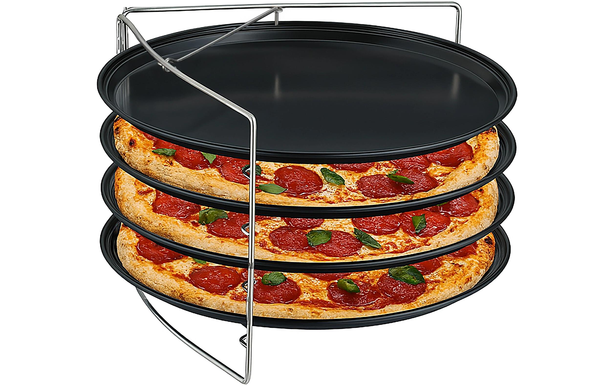 relaxdays Pizzablech 4er-Set mit Gestell