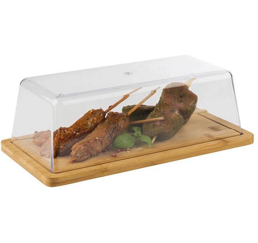 APS Servierplatte Tablett mit Haube 2-teilig, 32 x 16.5 x 11 cm