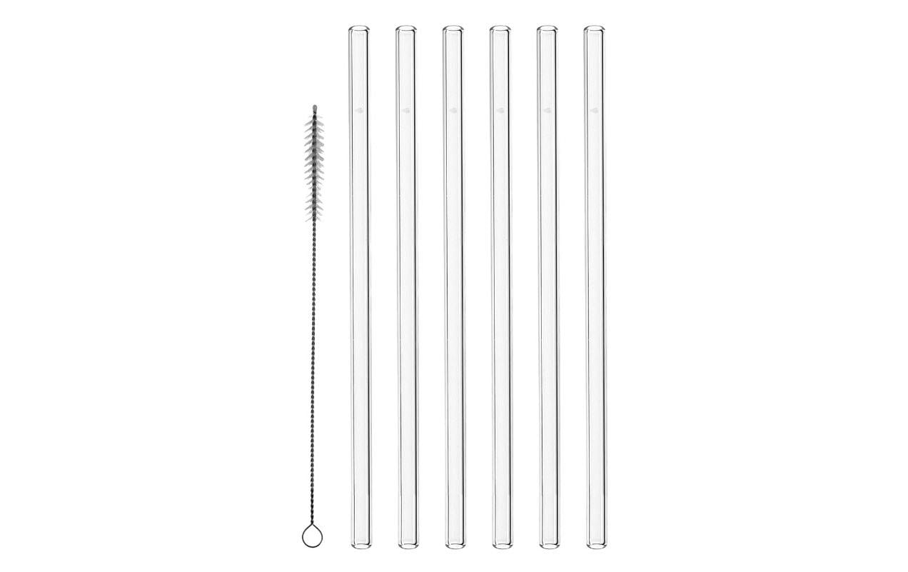 Montana Strohhalm 23 cm mit Bürste, 6 Stück, Tranparent