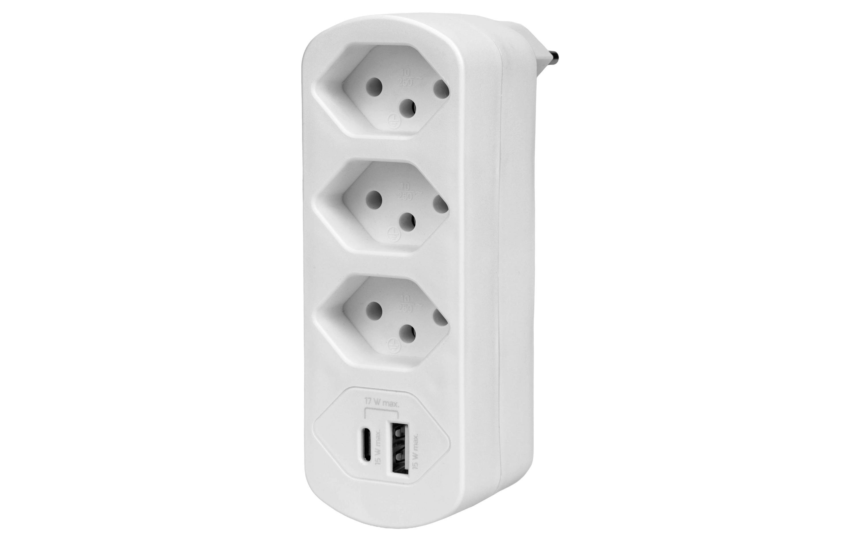 FURBER.power Mehrfachstecker Flexo 3 x T13, USB-A, USB-C, drehbar FURBER.power Mehrfachstecker Flexo 3 x T13, USB-A, USB-C, drehbar