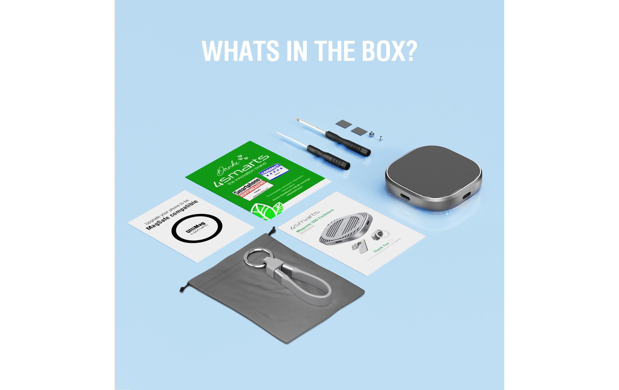 4smarts Magnetisches SSD-Gehäuse Kickstand MagSafe-kompatibel grau 4smarts Magnetisches SSD-Gehäuse Kickstand MagSafe-kompatibel grau