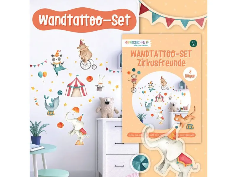 Papierdrachen Wandtattoo-Set Zirkus Papierdrachen Wandtattoo-Set Zirkus