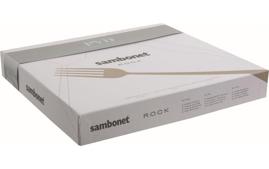 Sambonet Besteck-Set Rock 24-teilig, Schwarz glanz/Metall/Silber