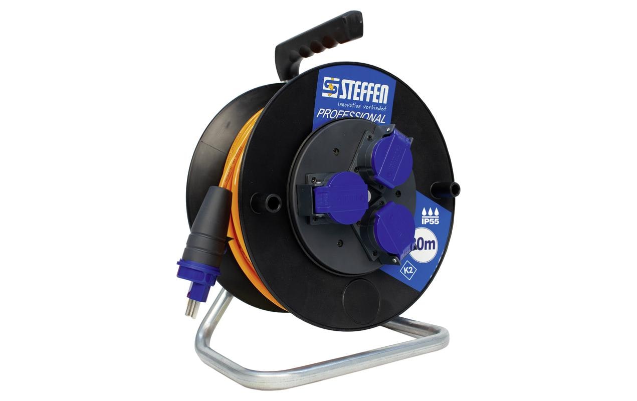 STEFFEN Kabelrolle Professional 30 m 3x T23, IP55, Schwarz STEFFEN Kabelrolle Professional 30 m 3x T23, IP55, Schwarz