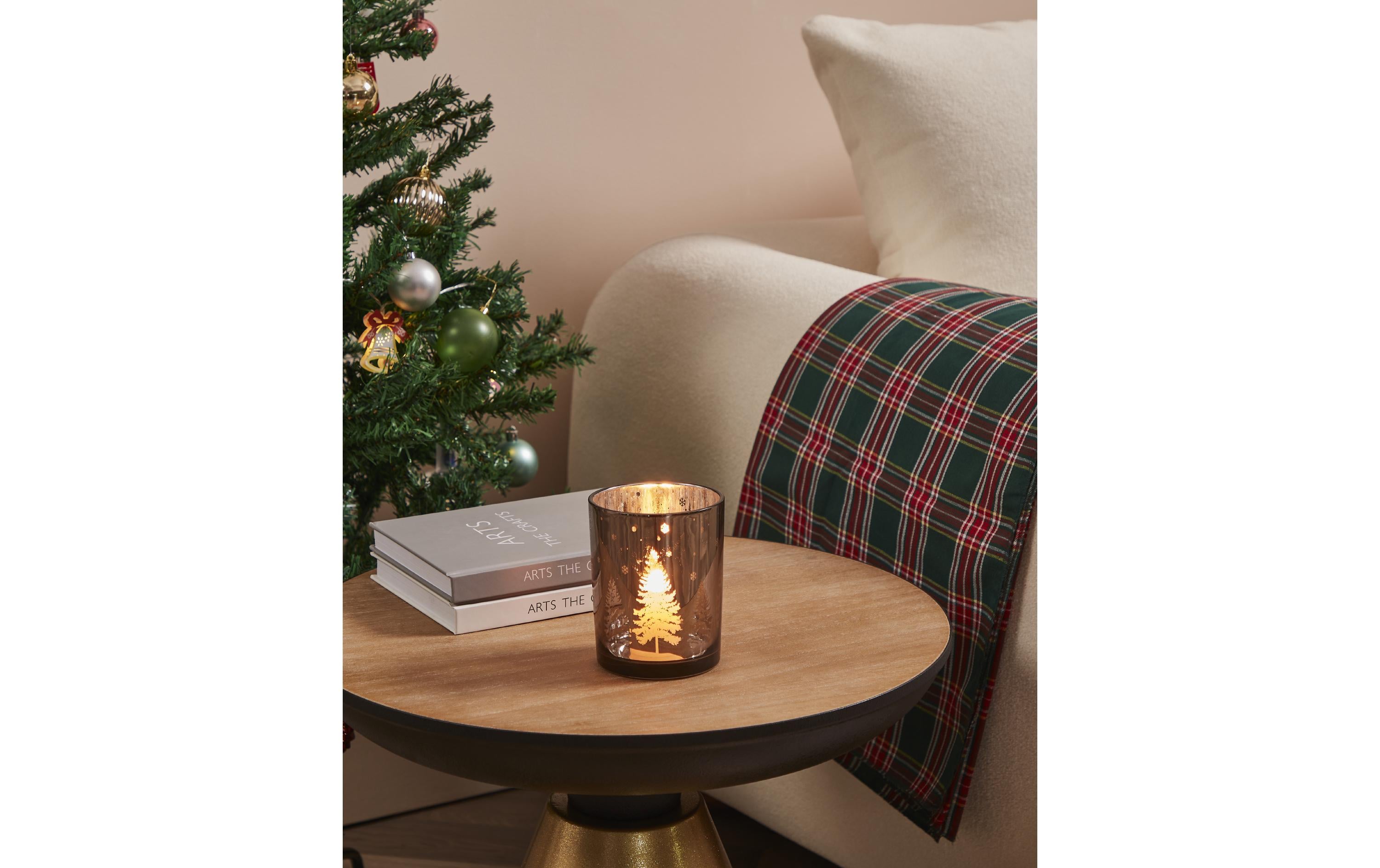 EGLO Teelichthalter Windlicht Christmas Lukut 12.5 cm Braun, Glas