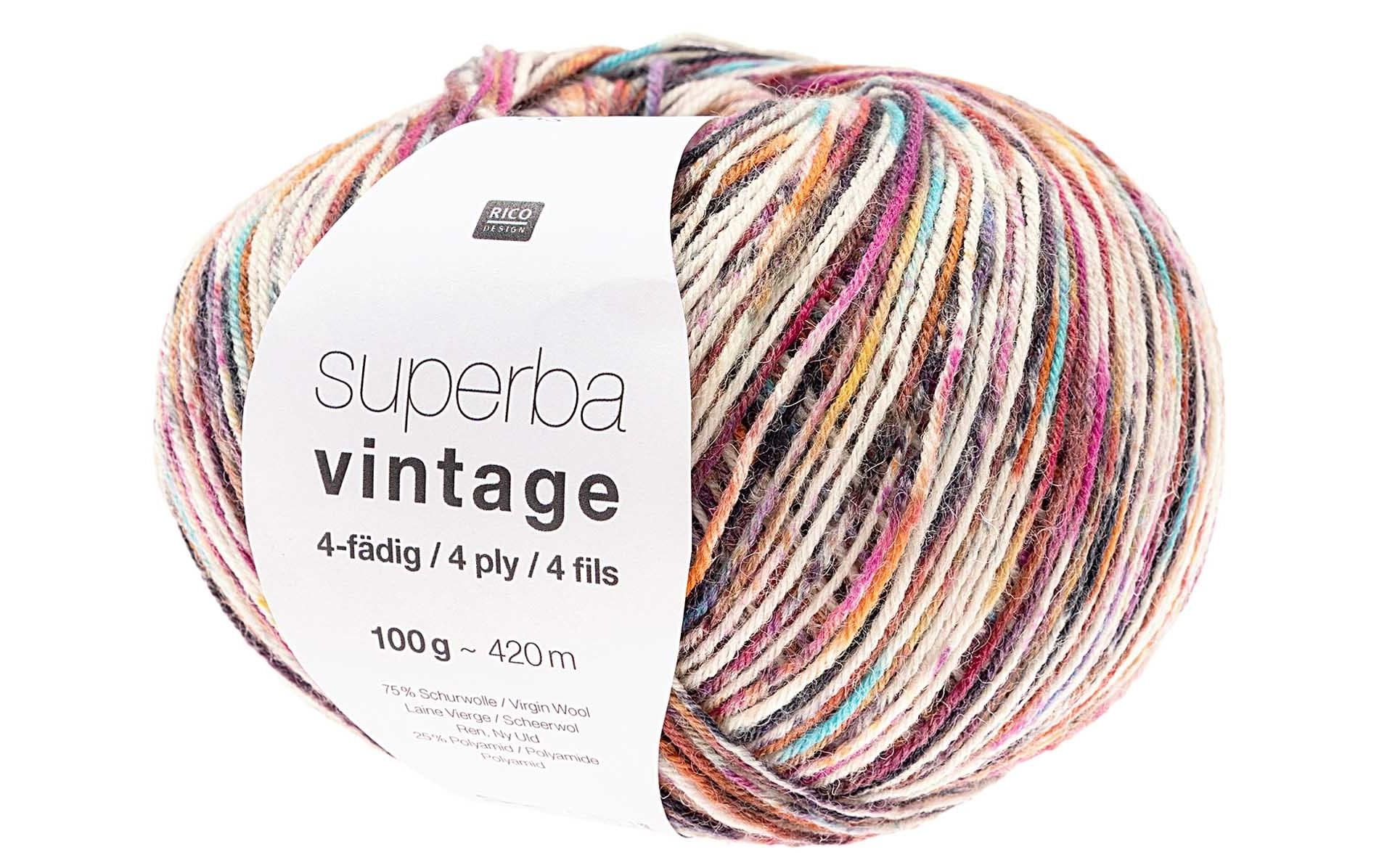 Rico Design Wolle Soft Vintage für Socken 4-fädig, 100 g, Mehrfarbig
