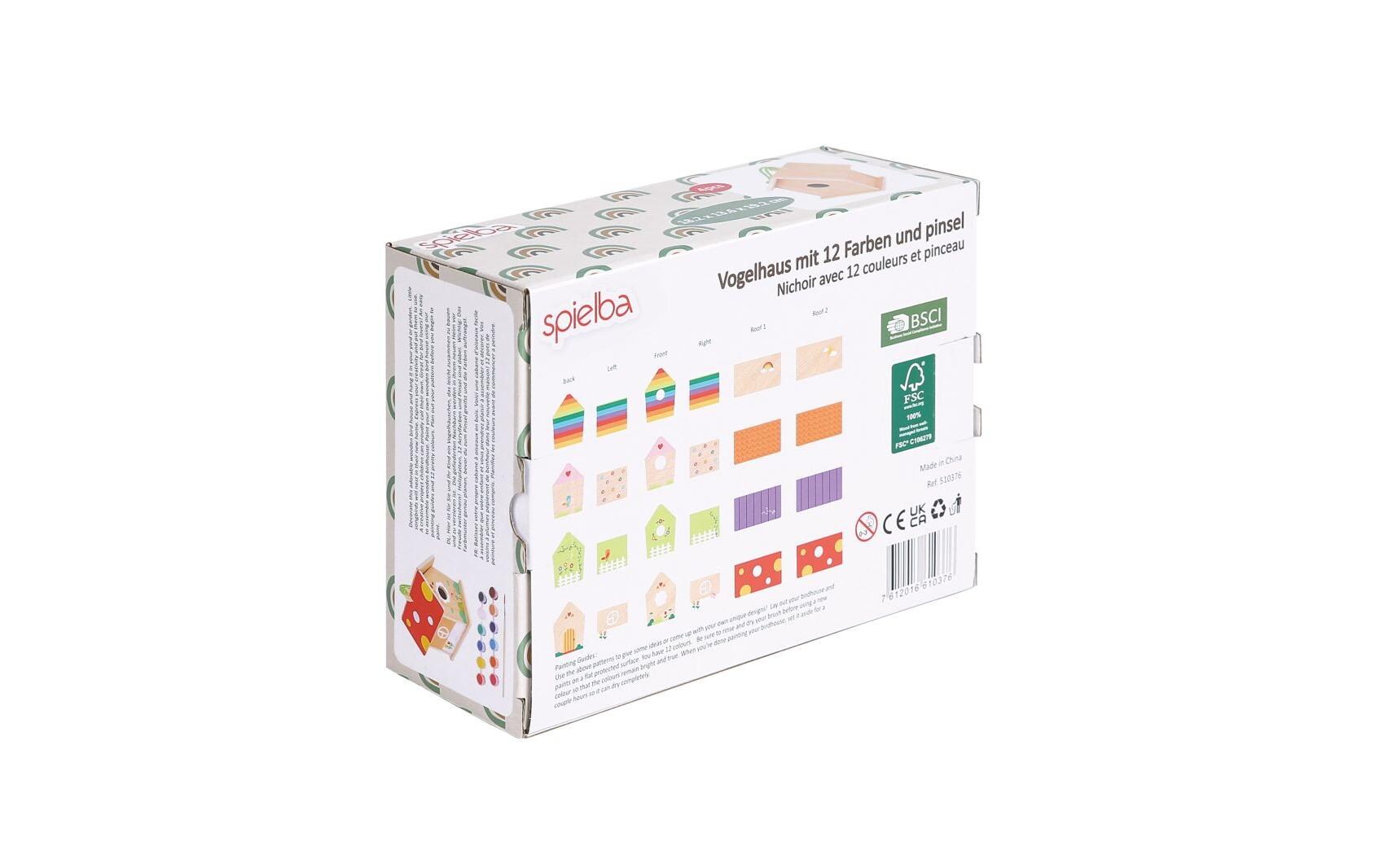 Spielba Holzspielwaren Vogelhaus zum Bemalen