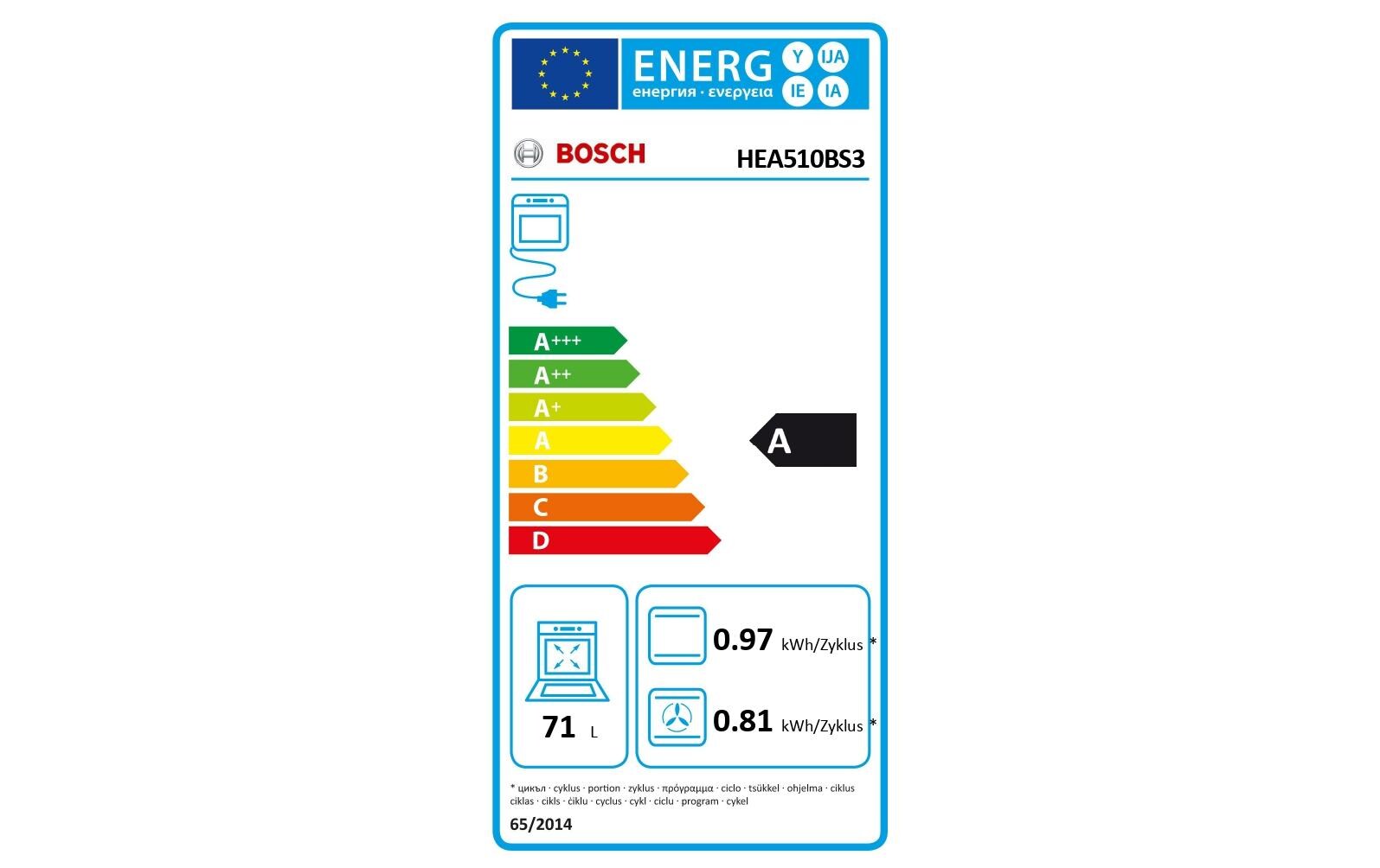 Siemens Einbaubackofen HEA510BS3 Edelstahl A