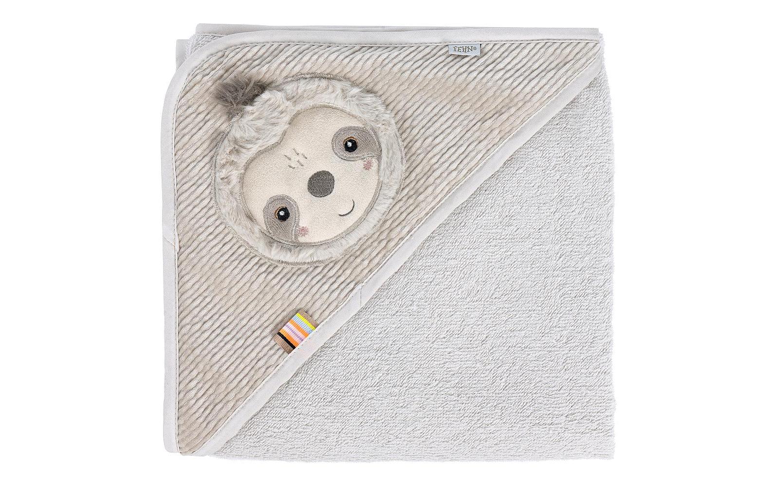 fehn Kapuzenbadetuch Faultier Grau/Beige fehn Kapuzenbadetuch Faultier Grau/Beige