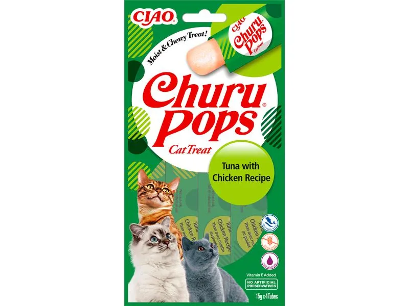 CIAO Churu Katzen-Snack Pops Thunfisch & Huhn, 4 x 15 g CIAO Churu Katzen-Snack Pops Thunfisch & Huhn, 4 x 15 g