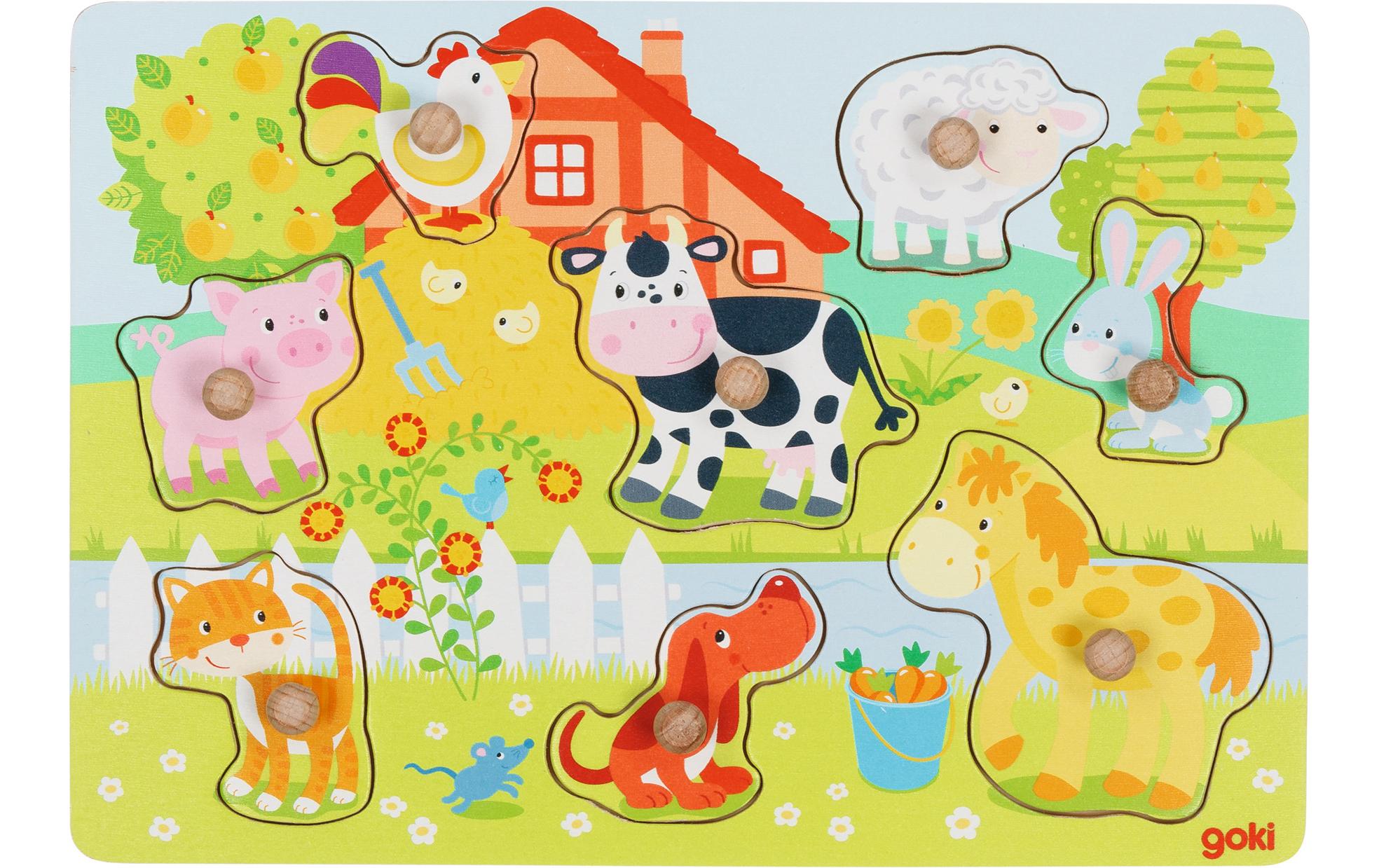 Goki Holzpuzzle Steckpuzzle Bauernhoftiere Goki Holzpuzzle Steckpuzzle Bauernhoftiere