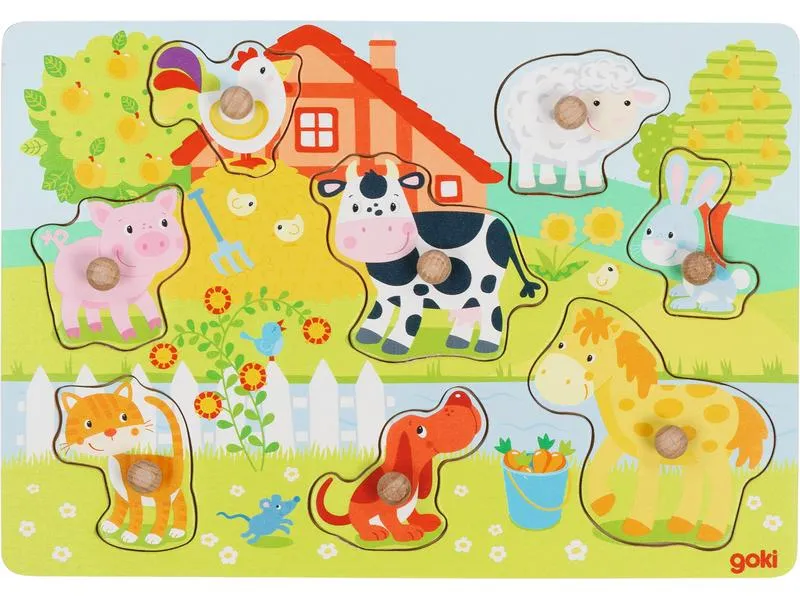 Goki Holzpuzzle Steckpuzzle Bauernhoftiere Goki Holzpuzzle Steckpuzzle Bauernhoftiere