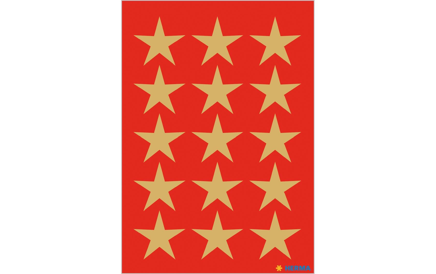 Herma Stickers Weihnachtssticker Sterne 3 Blatt à 45 Sticker, Gold