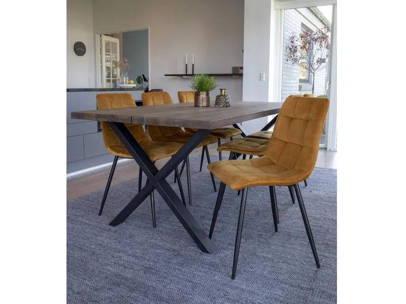 House Nordic Stuhl Middelfart 2 Stück, 86 x 55 cm, Schwarz/Senfgelb House Nordic Stuhl Middelfart 2 Stück, 86 x 55 cm, Schwarz/Senfgelb