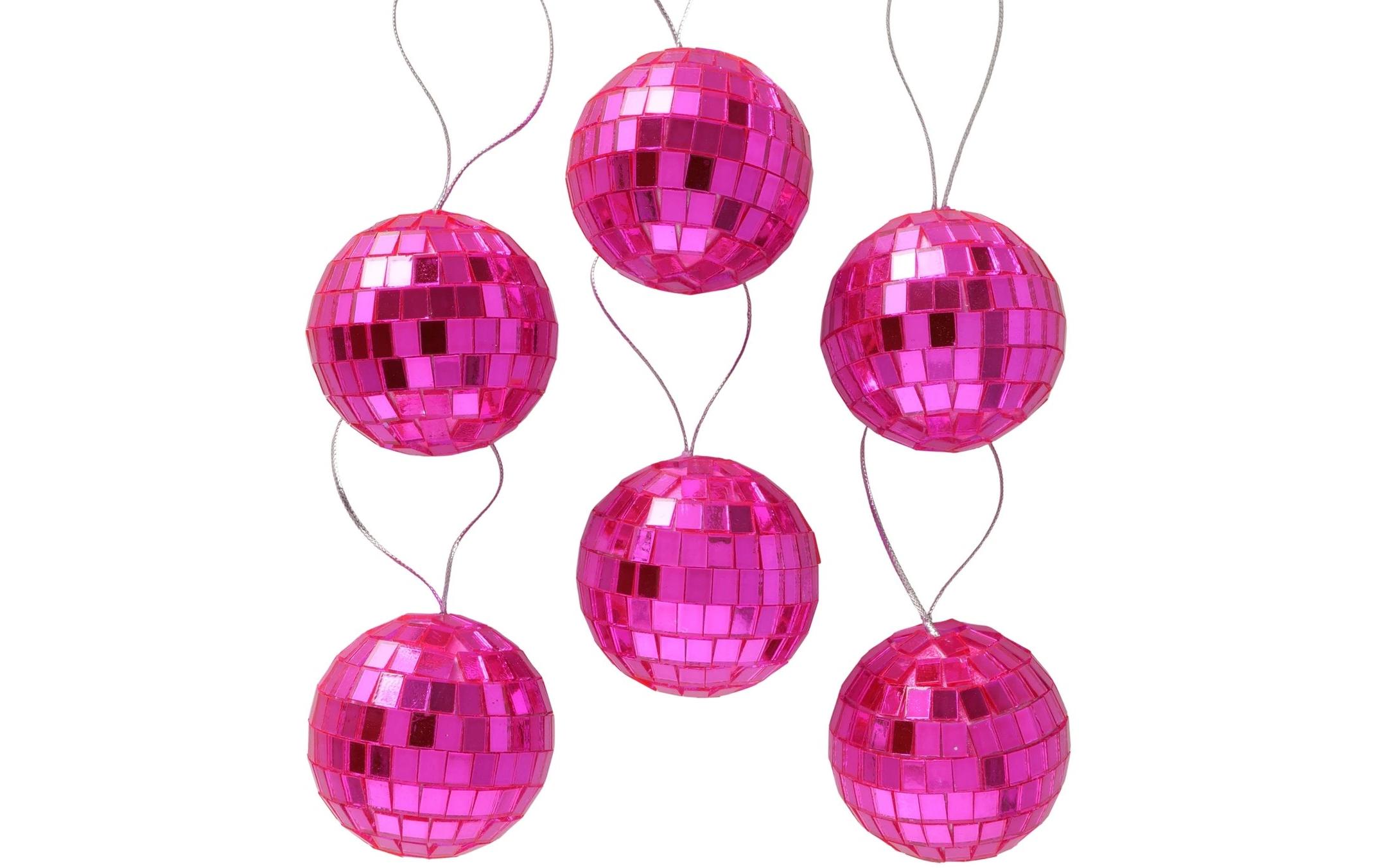 Boltze Weihnachtsschmuck Disco 6-teilig, 5 x 5 cm, Pink