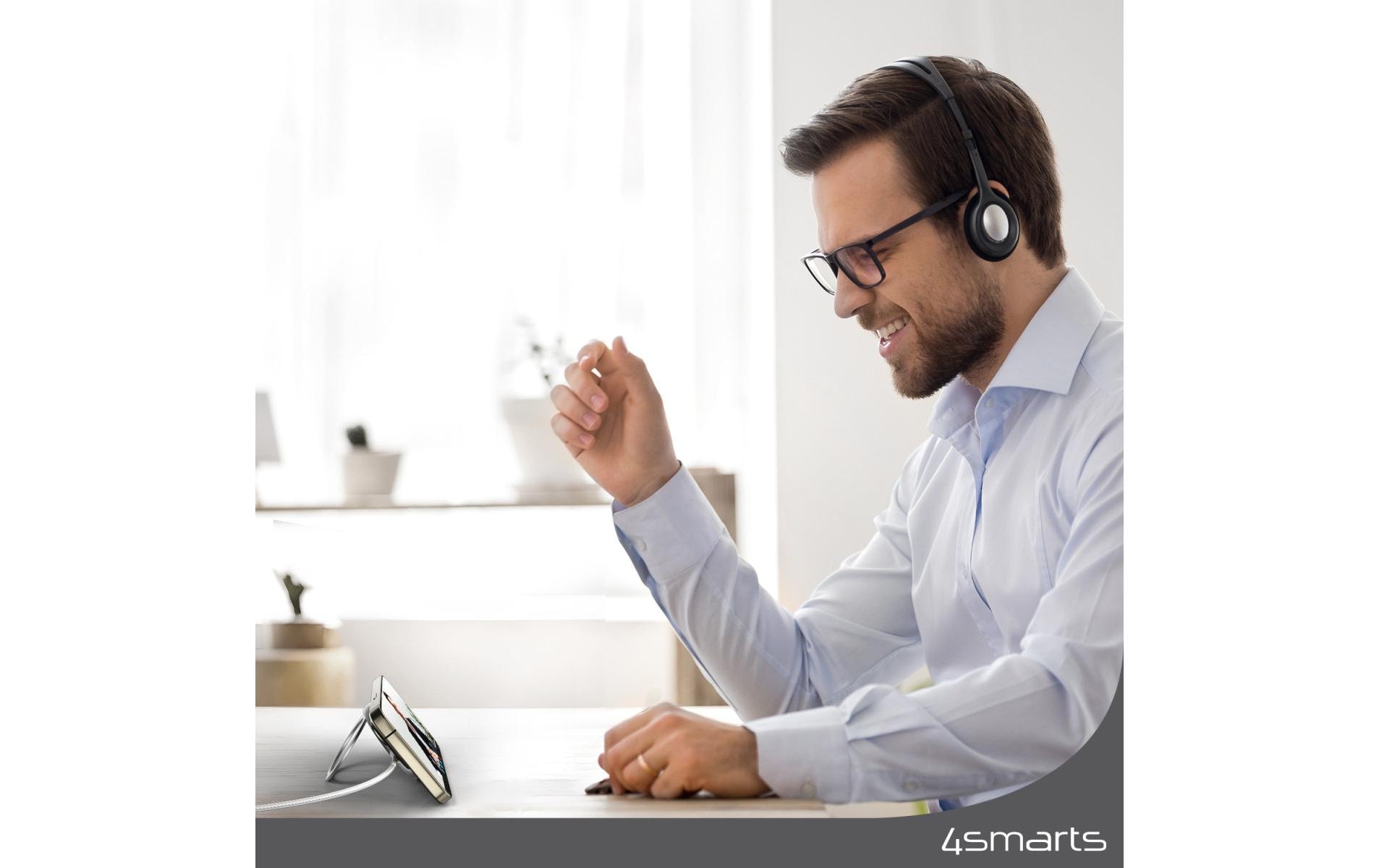 4smarts Wireless Charger Kickstand Qi2 Silber / Weiss