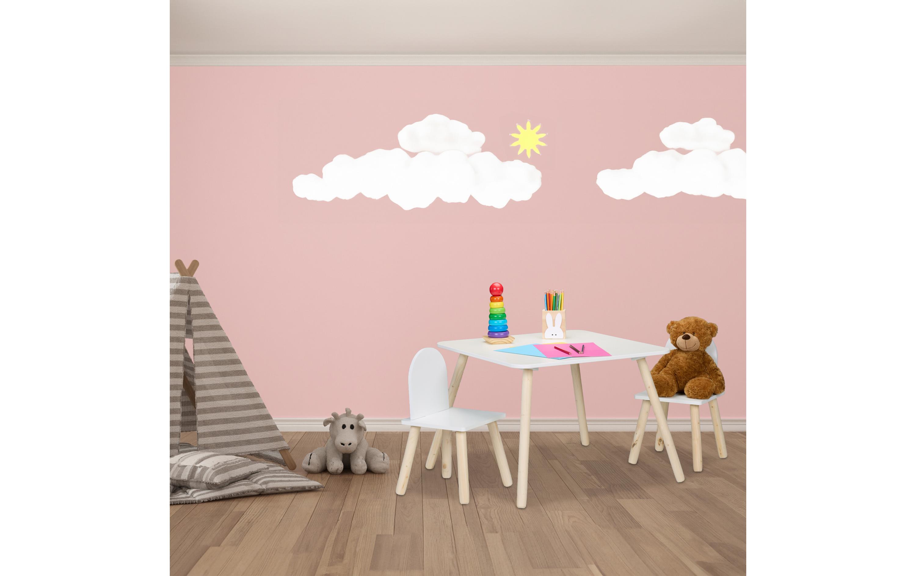 relaxdays Kindersitzgruppe 3-teilig Hellbraun; Weiss