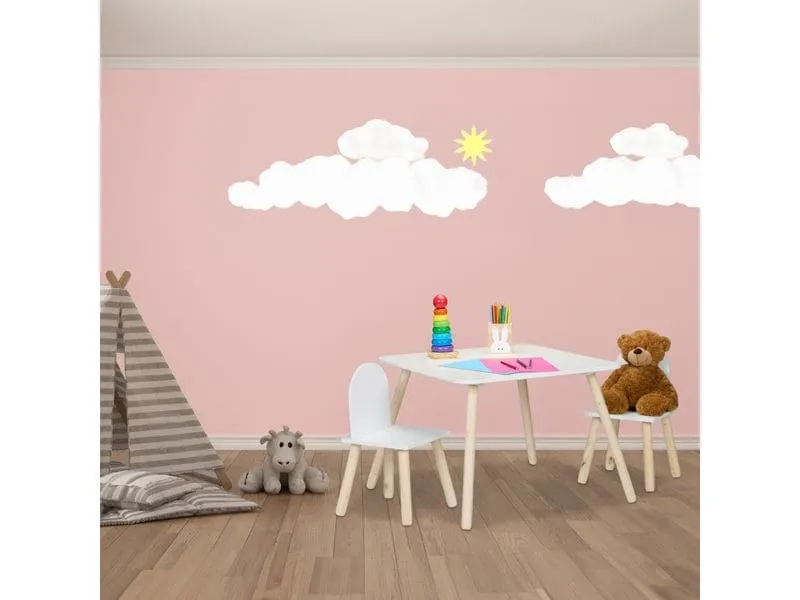 relaxdays Kindersitzgruppe 3-teilig Hellbraun; Weiss