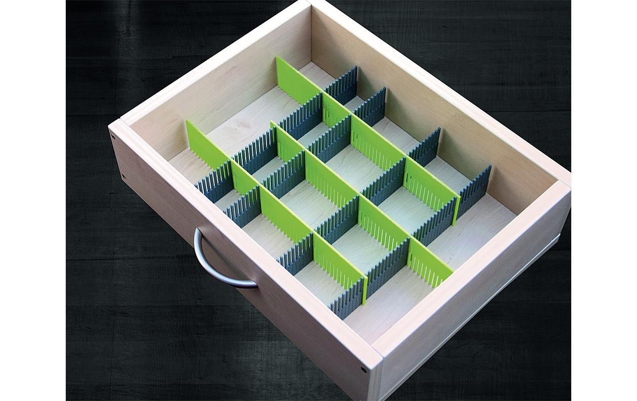 purvario Stauleisten für Schubladen 8-teilig, Steingrau/Limonengrün