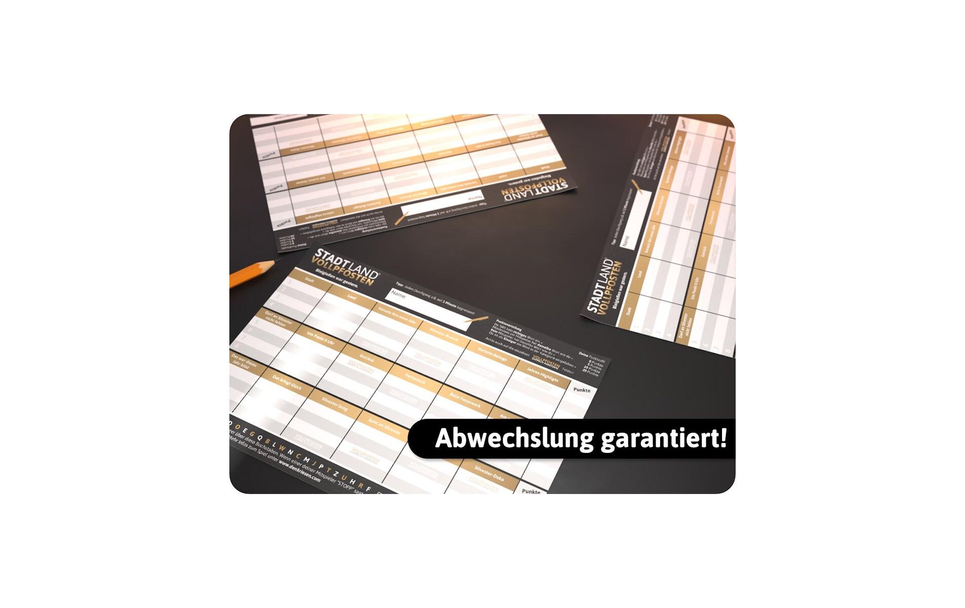Denkriesen Stadt Land Vollpfosten – A4 Block Silvester Edition (d)