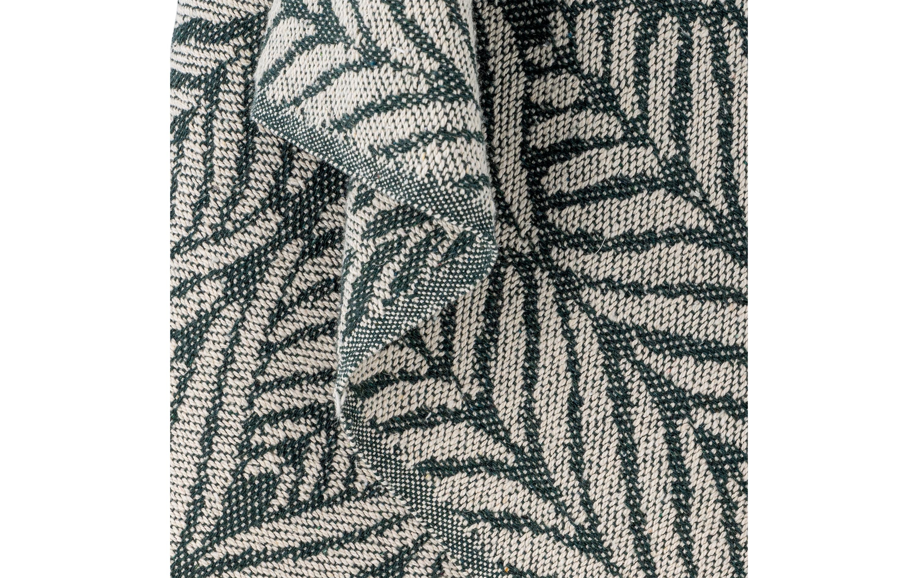 Bloomingville Decke Ugento 160 x 130 cm, Grün/Weiss