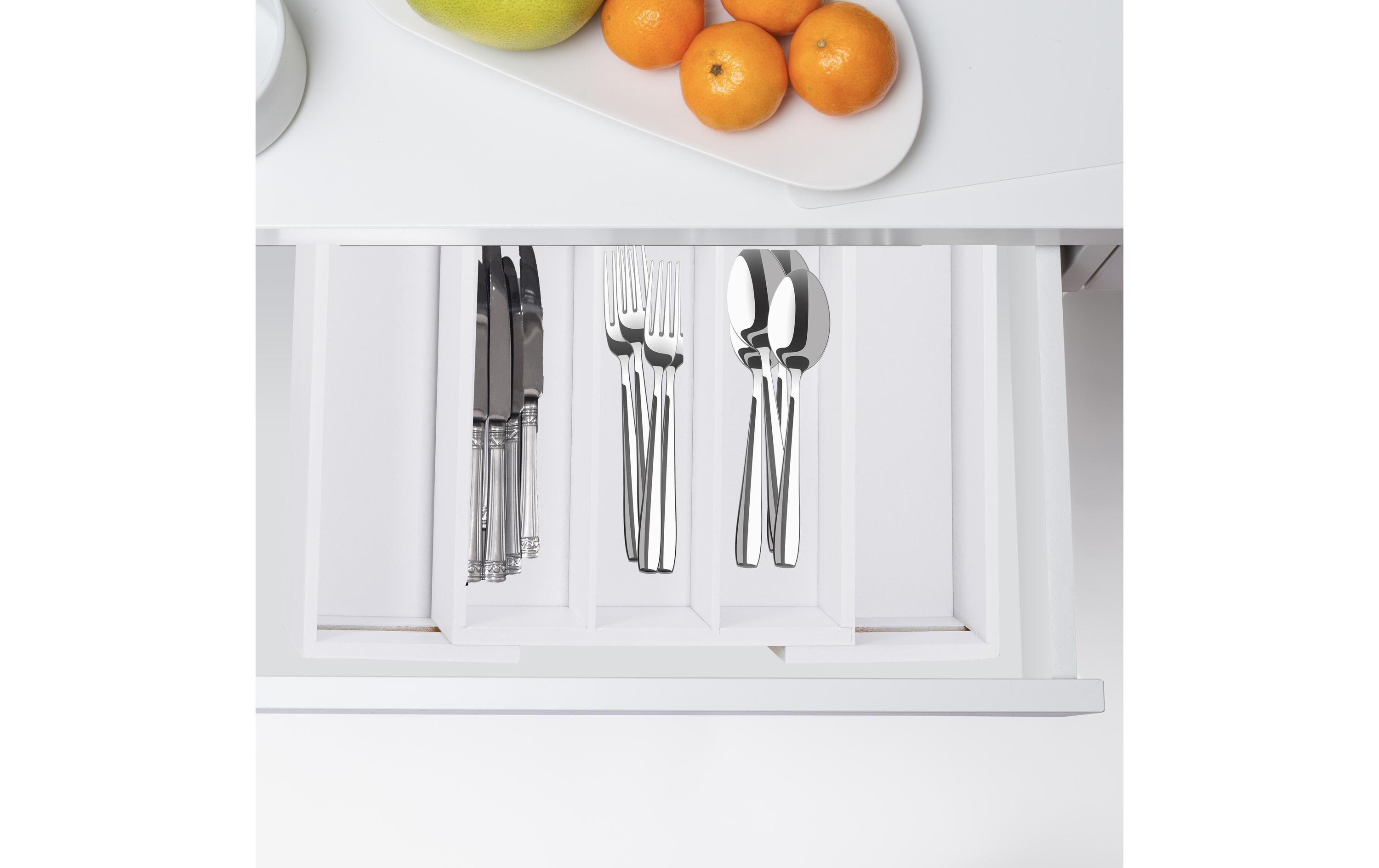relaxdays Besteckkasten ausziehbar Weiss
