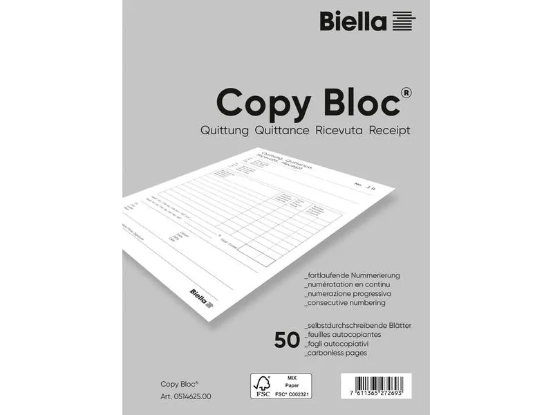 Biella Durchschreibebuch Copy-Bloc A6, Quittung