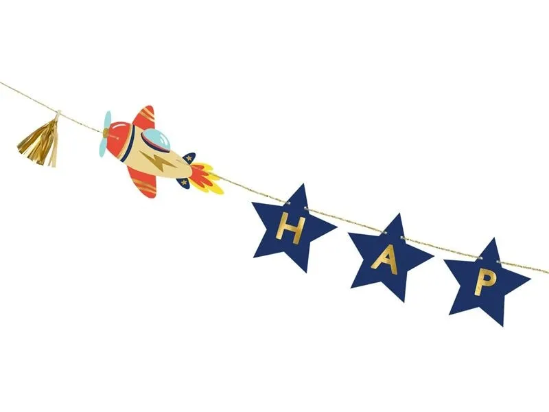 Partydeco Girlande Flugzeug 3 m, Dunkelblau Partydeco Girlande Flugzeug 3 m, Dunkelblau
