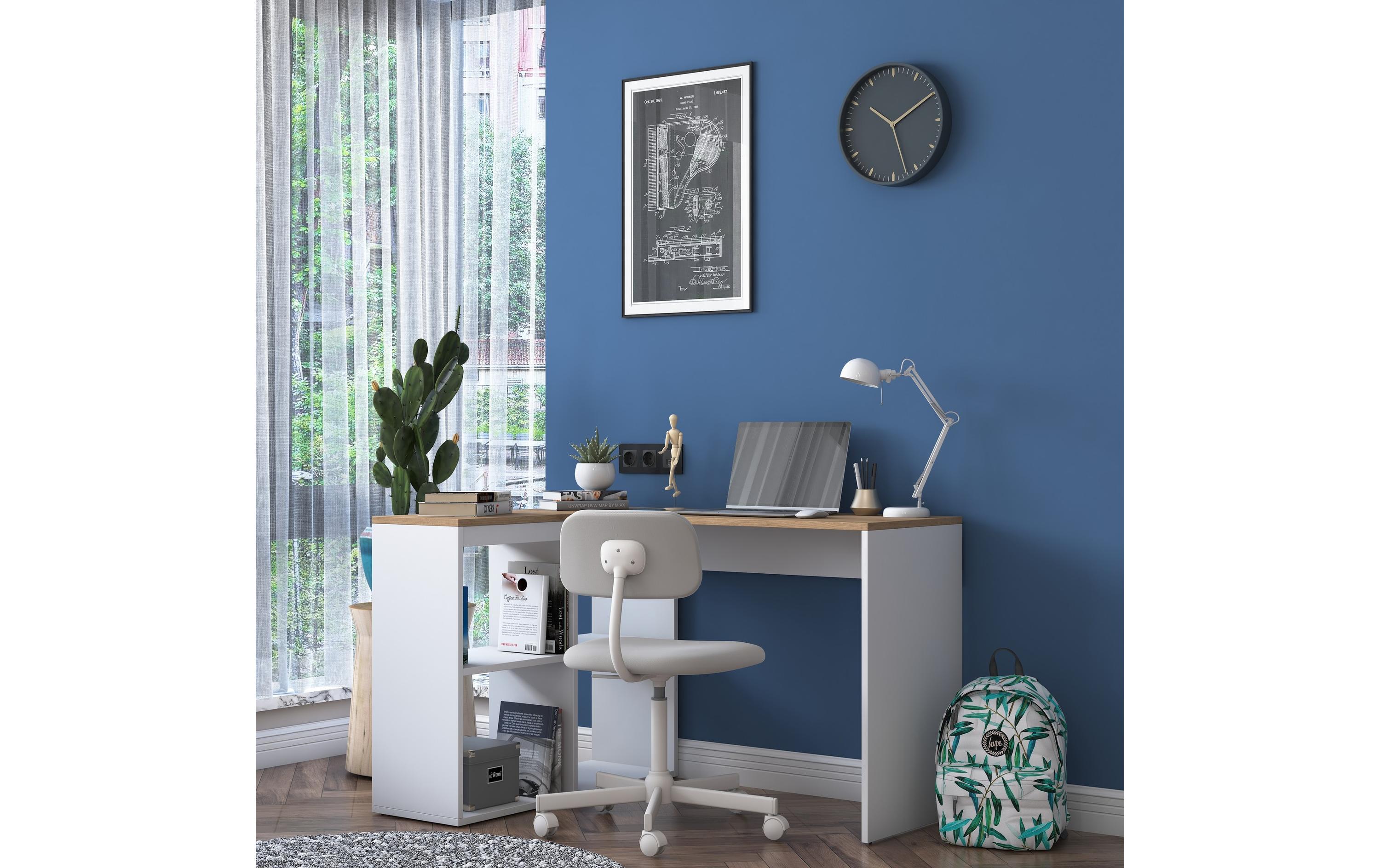 Woody Fashion Bürotisch Weiss, 120 x 74.8 x 50 cm