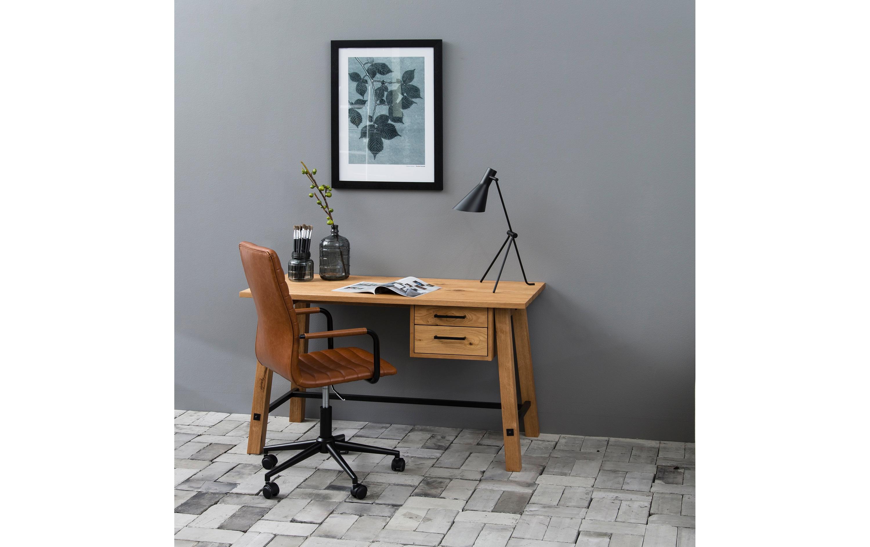 AC Design Bürostuhl Winslow, mit Polsterrücken und Armlehnen, Cognac