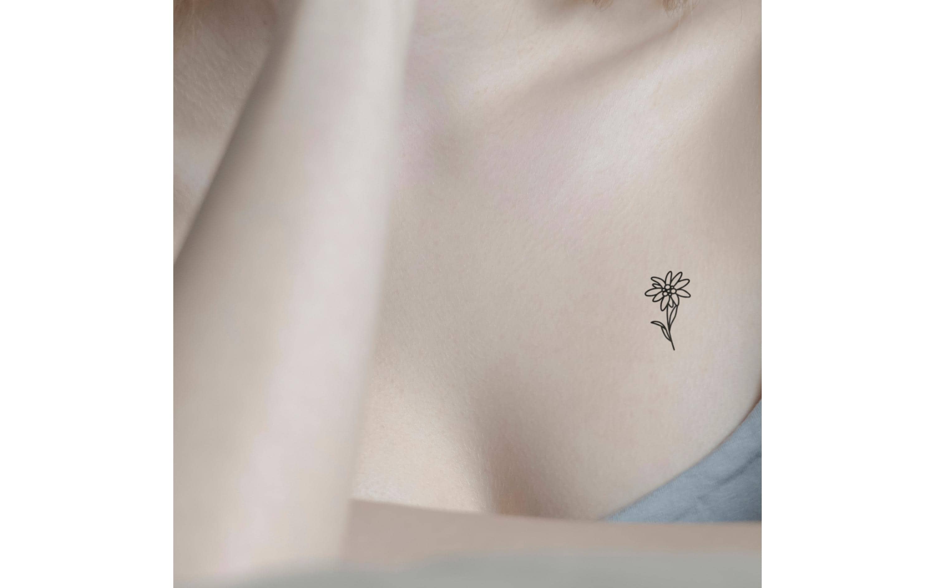 minink Tattoo Edelweiss Blume Grösse: S (2.4 cm x 4.2 cm)