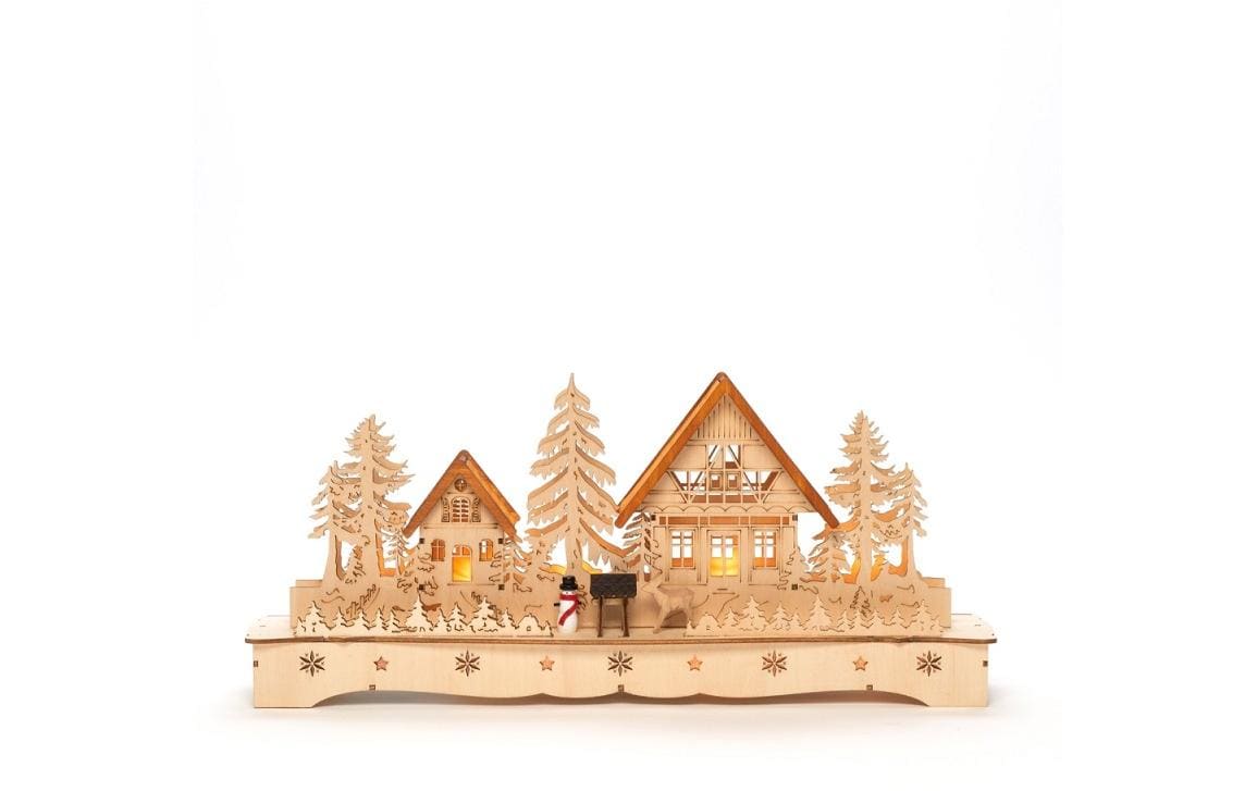 Konstsmide LED-Dekolicht Dorf mit Rentieren 43 x 19 cm