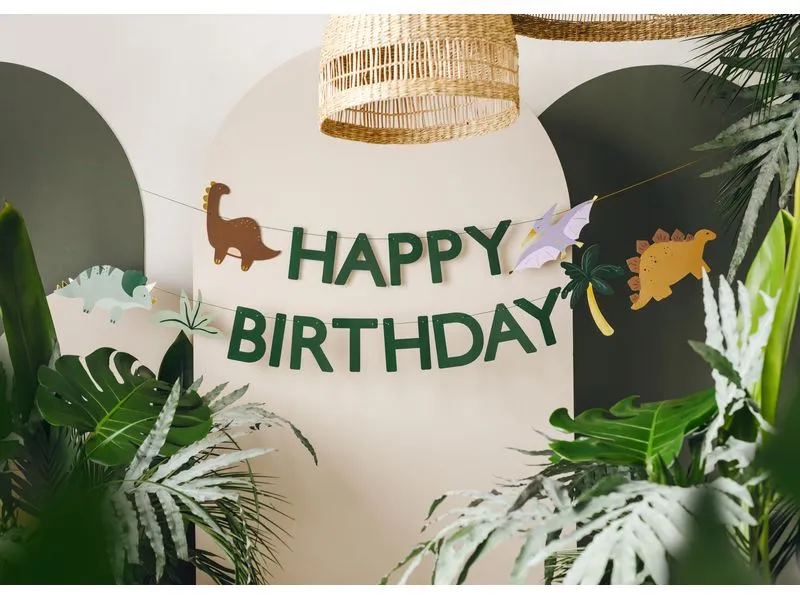 Partydeco Girlande Happy Birthday Dino 3 m, Mehrfarbig Partydeco Girlande Happy Birthday Dino 3 m, Mehrfarbig