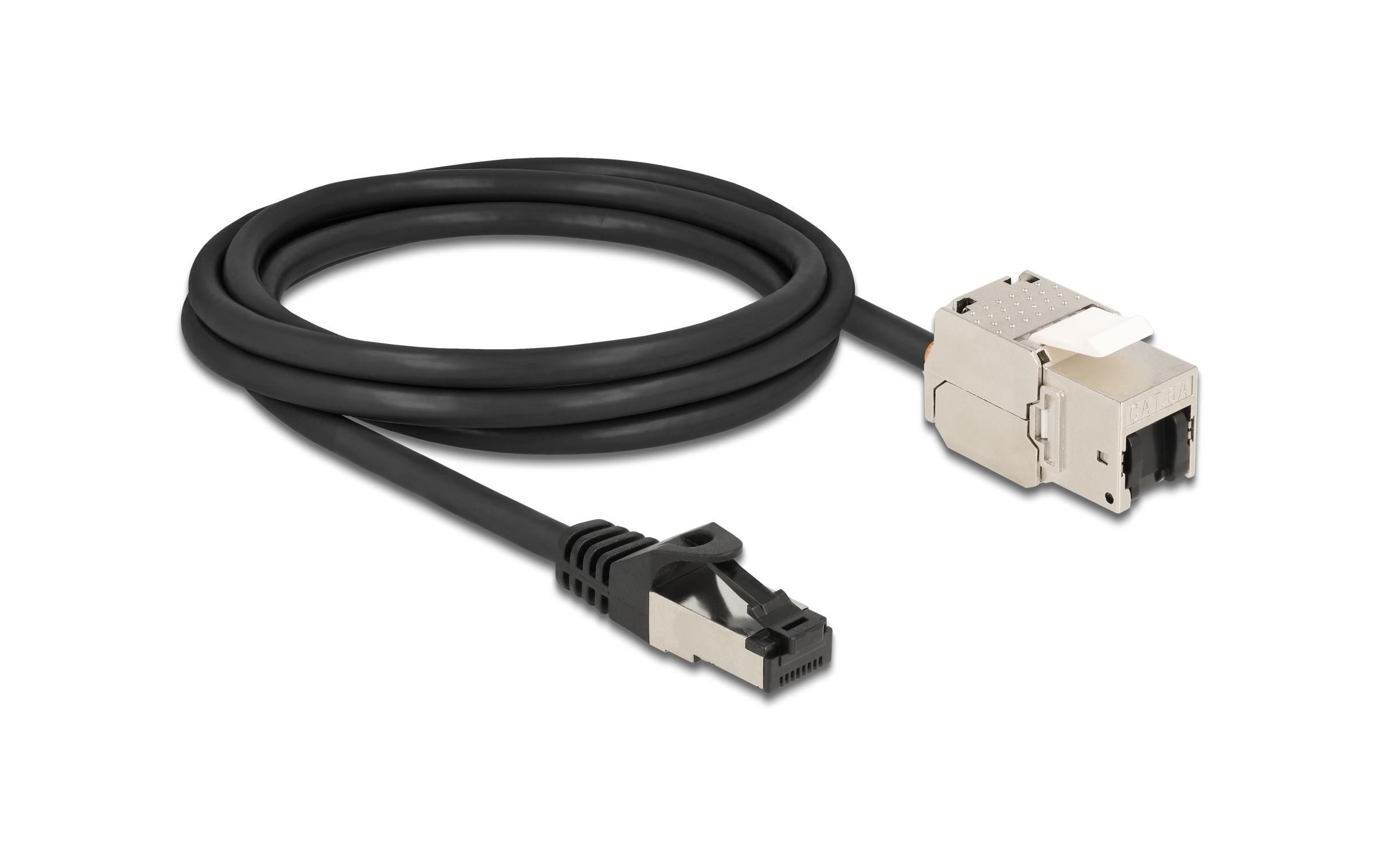 Delock Patchkabel RJ45 zu Keystone Cat 6A, S/FTP, 2 m, Schwarz Delock Patchkabel RJ45 zu Keystone Cat 6A, S/FTP, 2 m, Schwarz