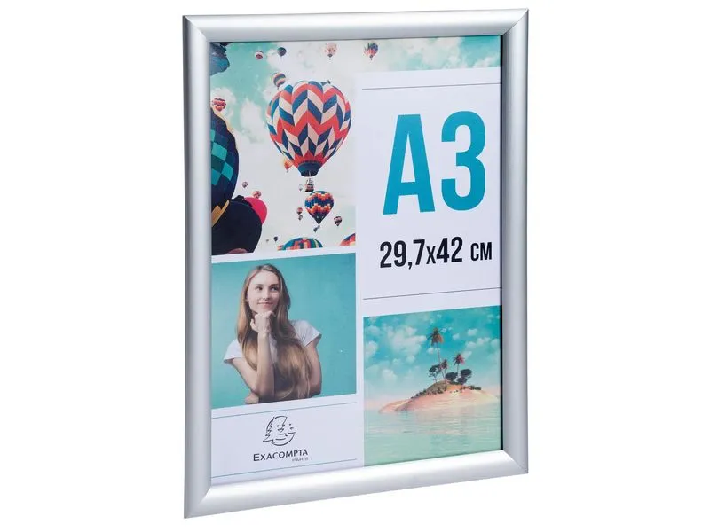 Exacompta Wandplakatrahmen mit Rahmen aus Aluminium A3 - Silber