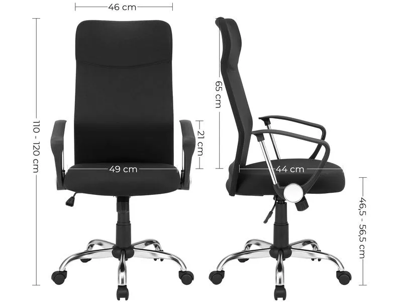 Songmics Bürostuhl mit Polster und Armlehnen, Schwarz Songmics Bürostuhl mit Polster und Armlehnen, Schwarz
