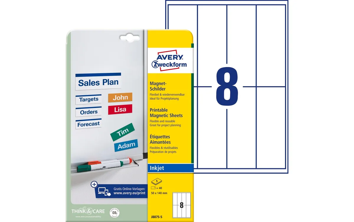 Avery Zweckform Magnet-Schilder 50 x 140 mm, 5 Blatt Avery Zweckform Magnet-Schilder 50 x 140 mm, 5 Blatt