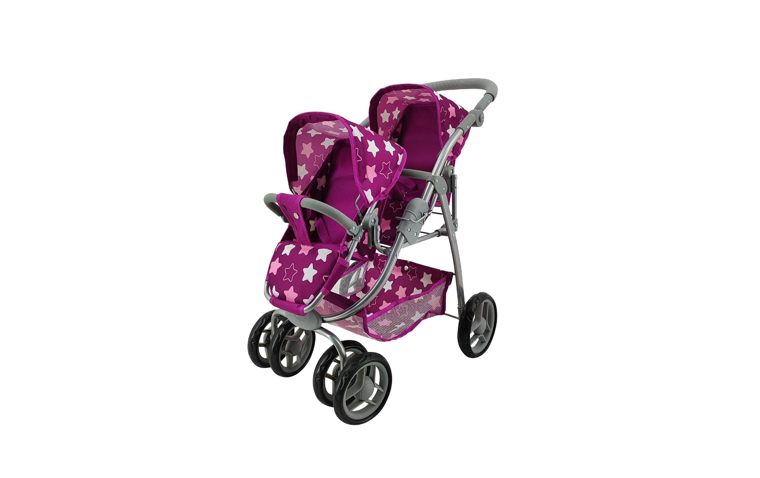 Knorrtoys Zwillingspuppenwagen Milo Star Dark Pink