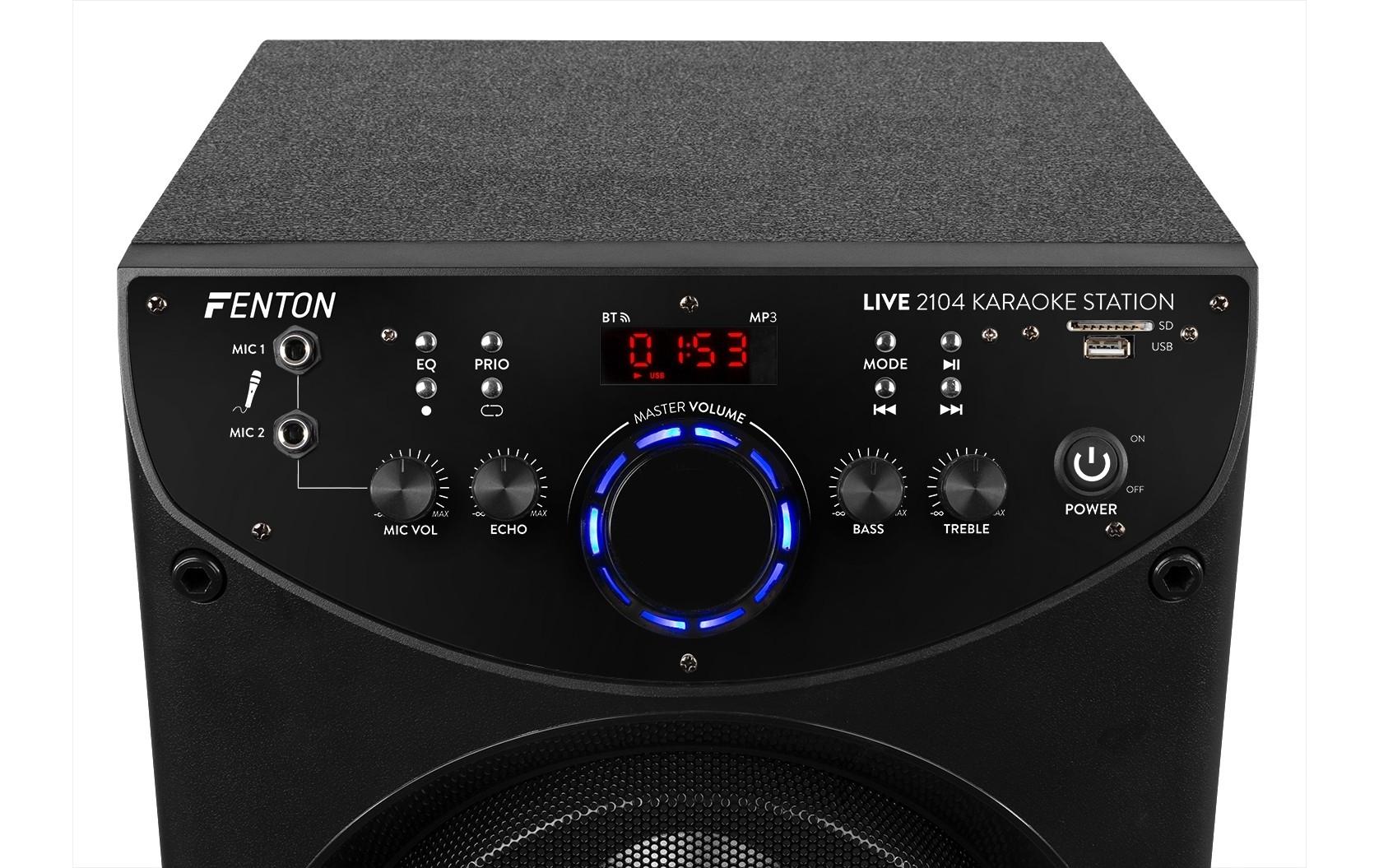 Fenton Lautsprecher LIVE2104 Karaoke Maschine Schwarz