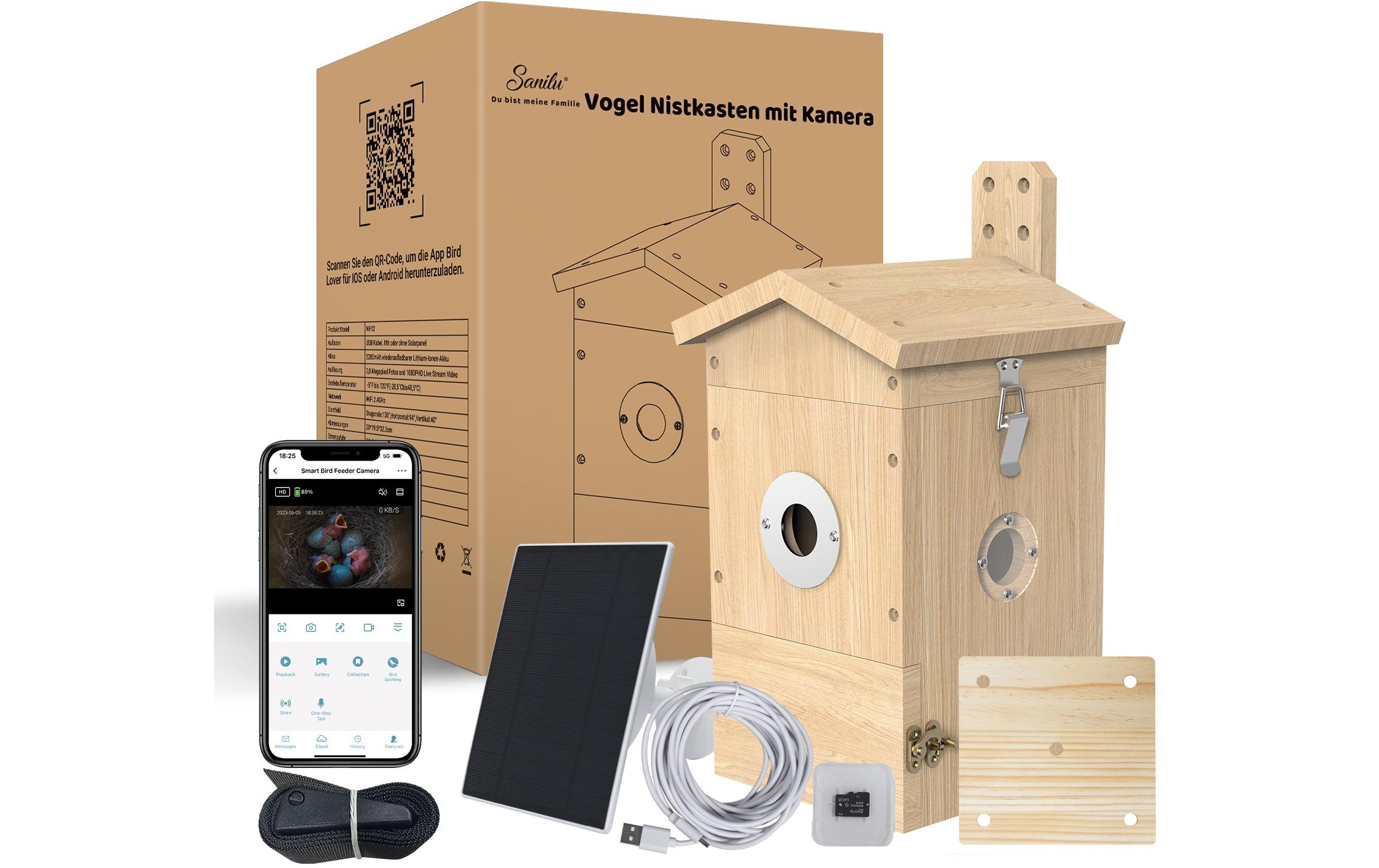 Sanilu Vogel Nistkasten mit Kamera, Solarpanel inklusive Sanilu Vogel Nistkasten mit Kamera, Solarpanel inklusive