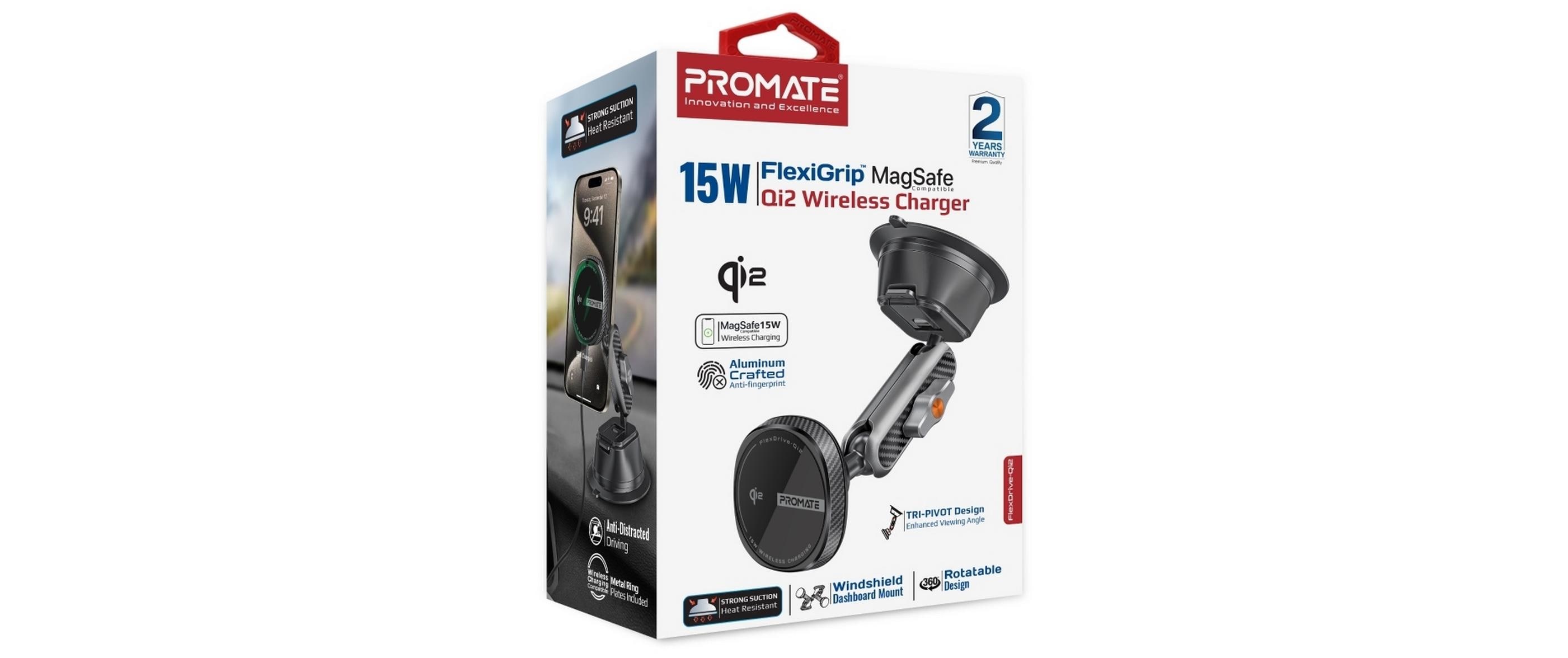 Promate Smartphone-Halterung FlexDrive Qi2