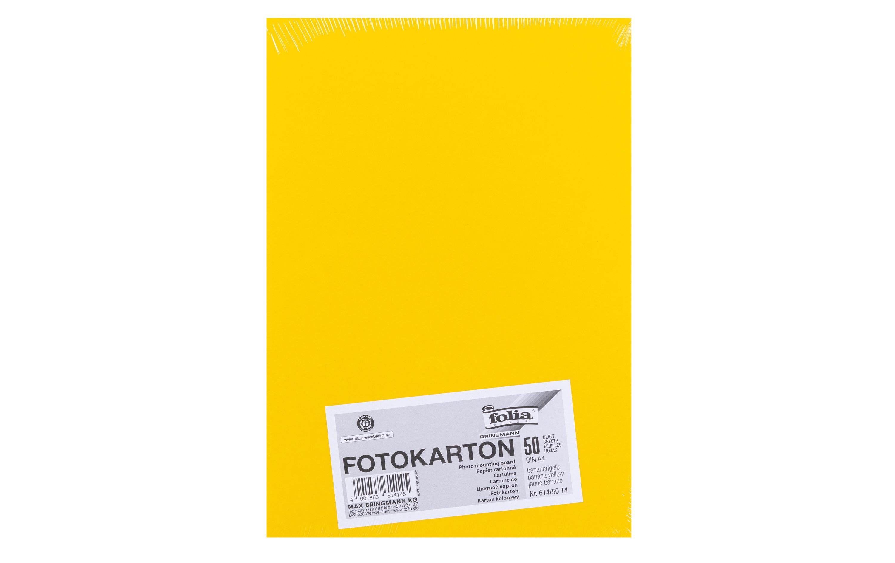 Folia Fotokarton A4, 300 g/m², 50 Blatt, Bananengelb