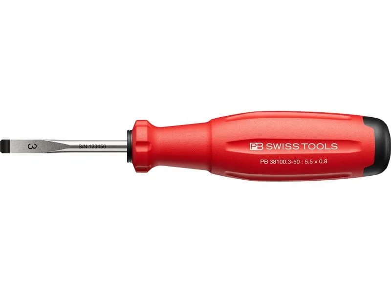 PB Swiss Tools Schlitz-Schraubenzieher PB 38100.3-50 rot Schlitz PB Swiss Tools Schlitz-Schraubenzieher PB 38100.3-50 rot Schlitz