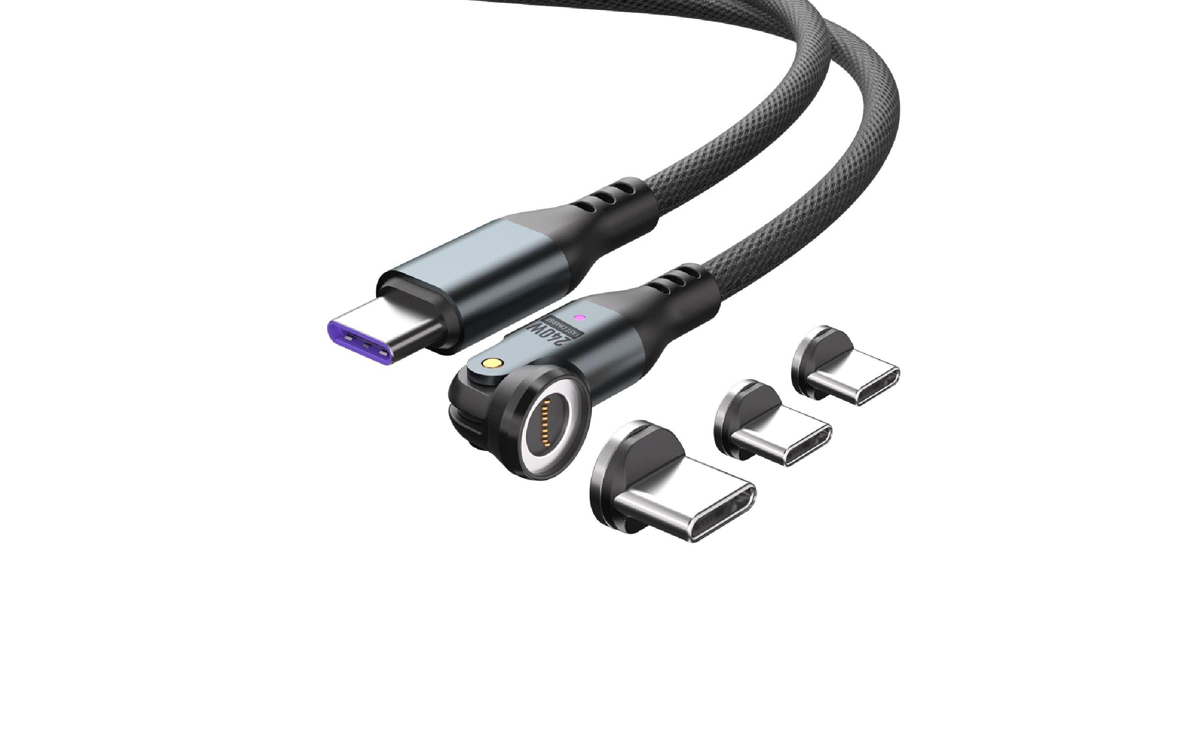 4smarts USB-C 540° Magnetkabel-Set GravityCord 240 W, 1.8 m, Schwarz