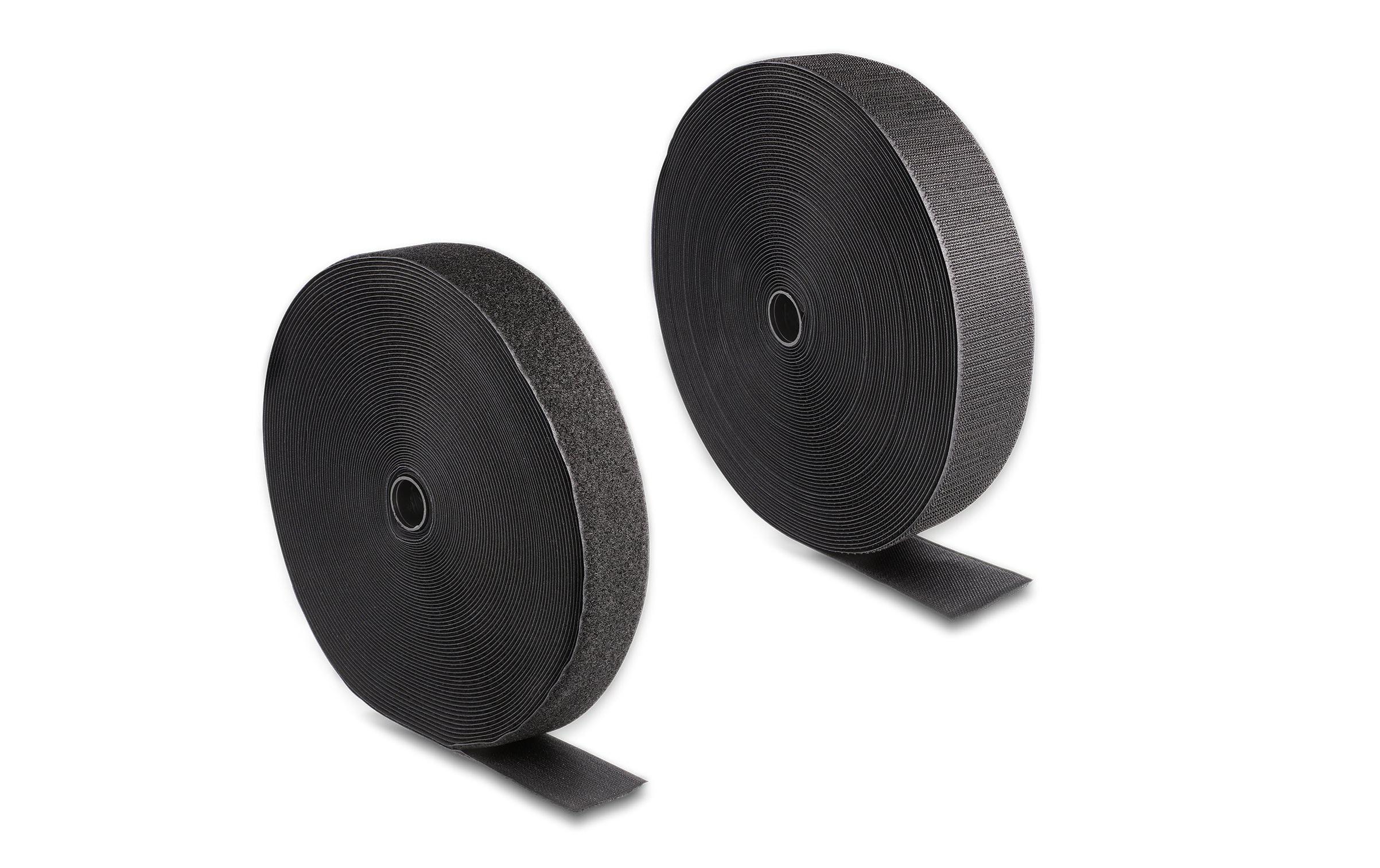 Delock Klettband 25m x 50mm Strapazierfähig Schwarz