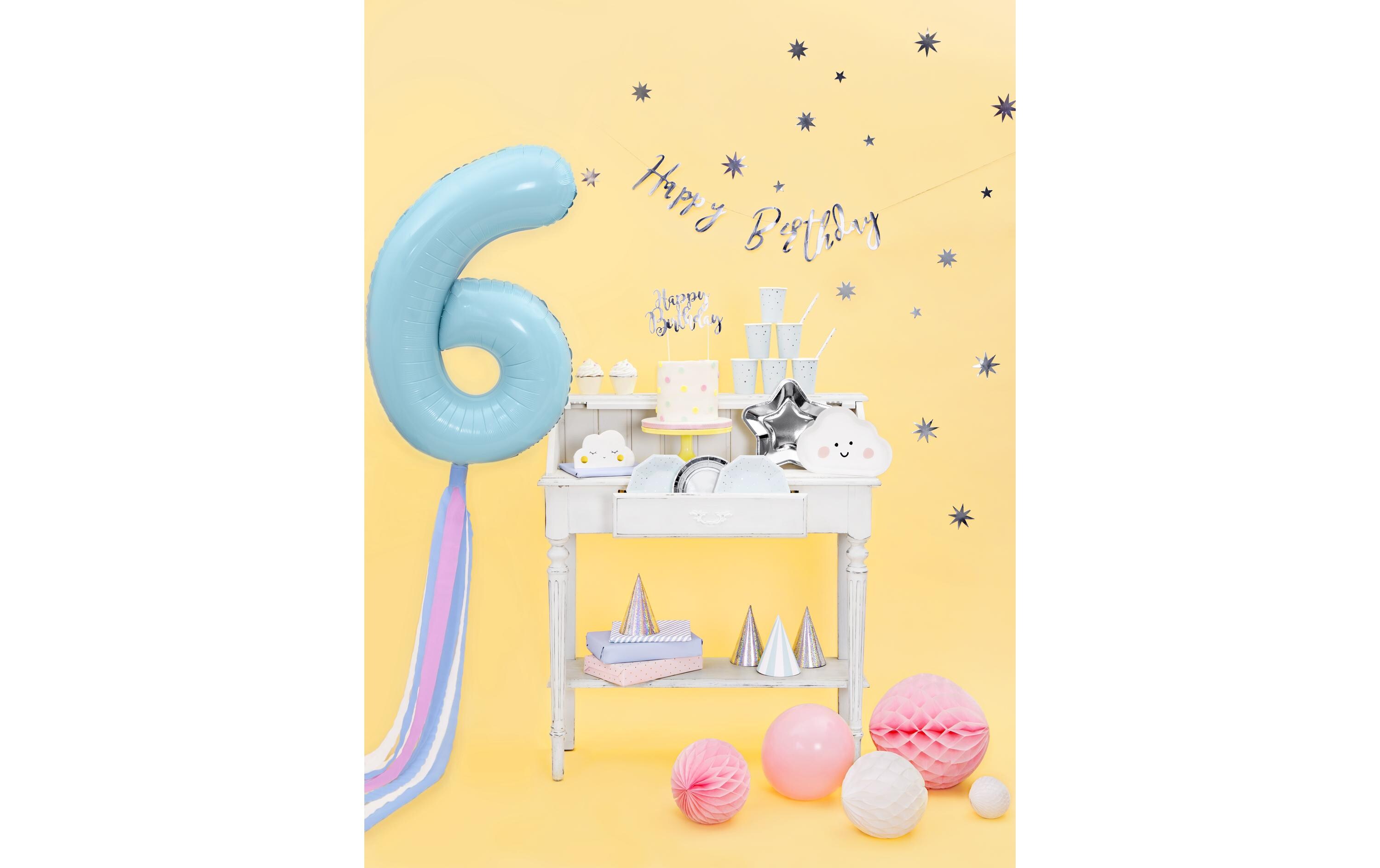 Partydeco Kuchen-Topper Happy Birthday 1 Stück, Silber