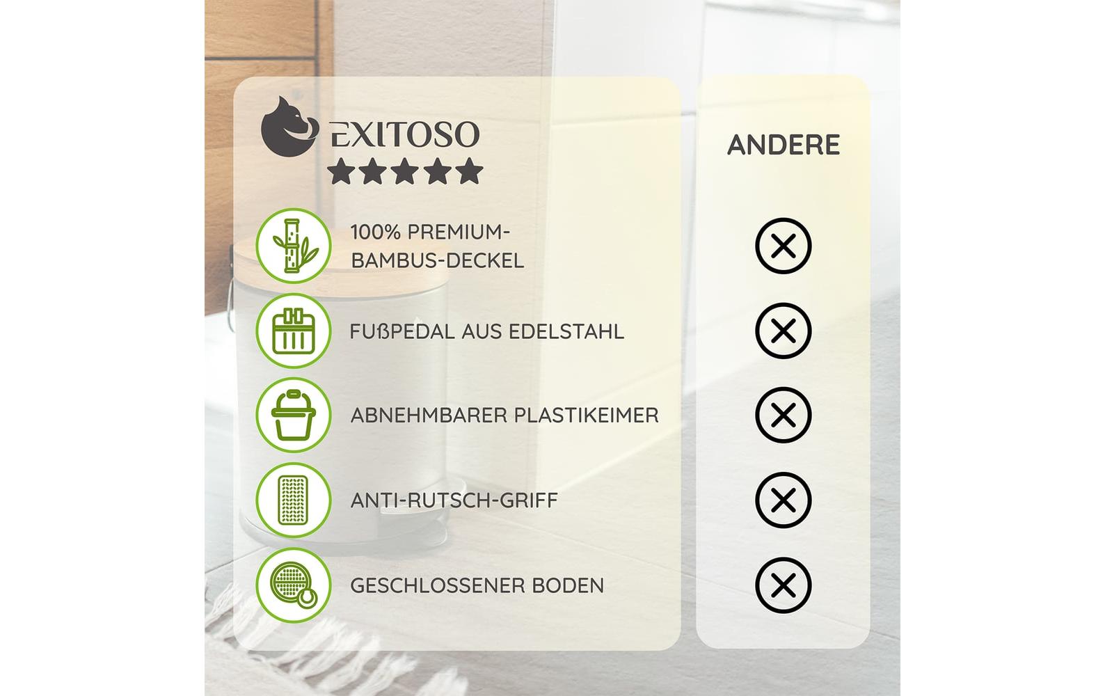 Exitoso Tretmülleimer mit Softclose-Deckel 5 l, Grau