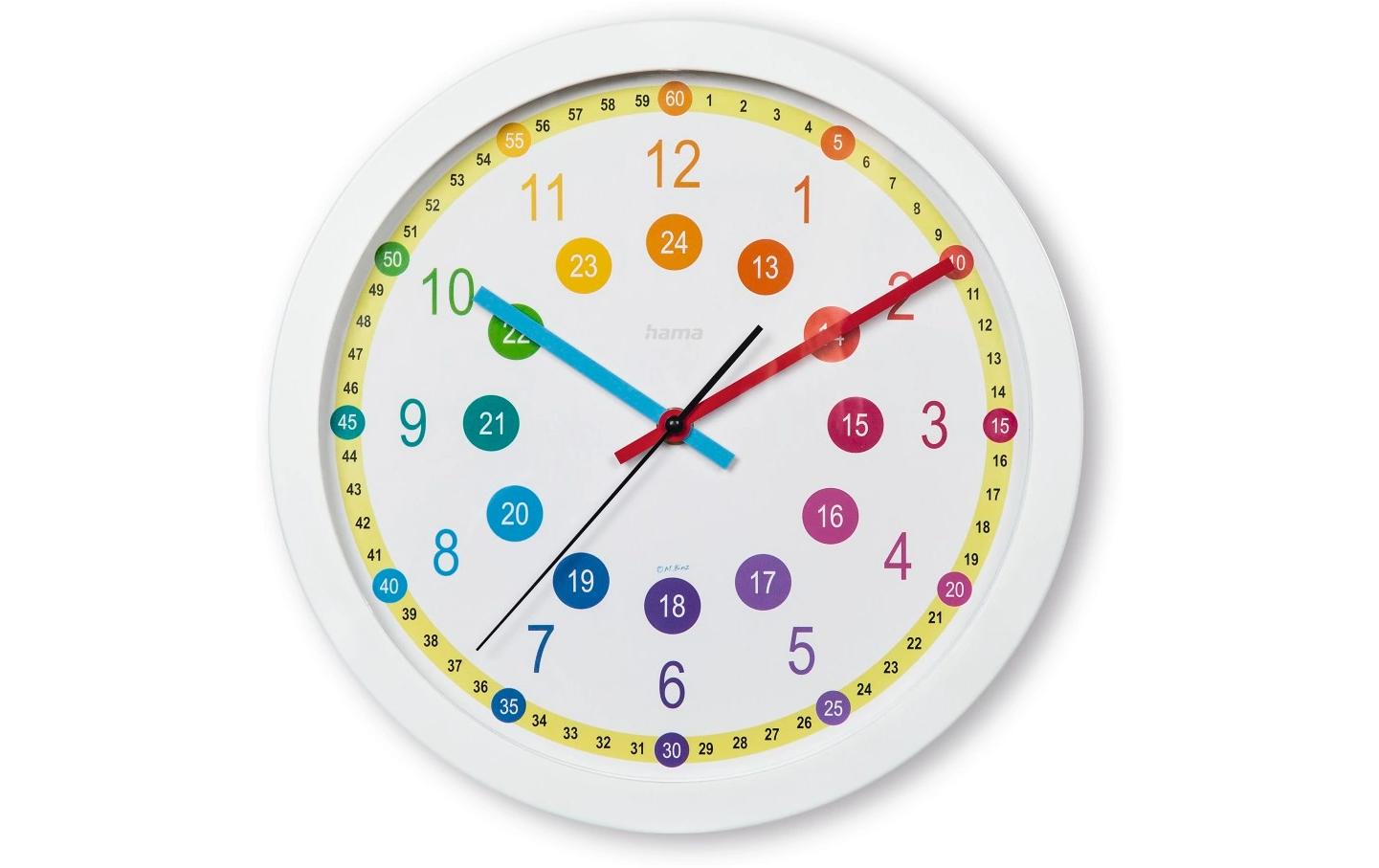 Hama Wanduhr Sal Ø 30 cm, Mehrfarbig/Weiss